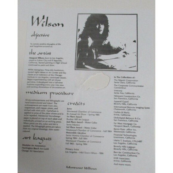 Vintage Signed Watercolor Ink Painting Margaret Wilson First Balloon Embossed - Picture 11 of 11